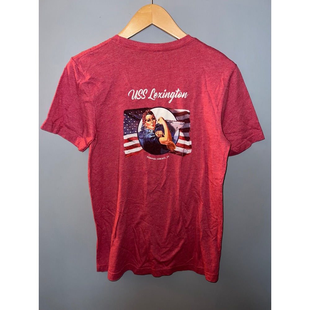 USS Lexington Rosie the Riveter T-Shirt Heather‎ Red Corpus Christi Texas